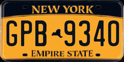 NY license plate GPB9340