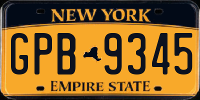 NY license plate GPB9345