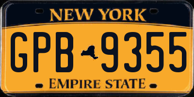 NY license plate GPB9355