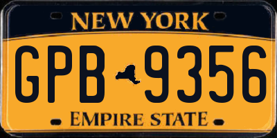 NY license plate GPB9356
