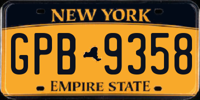 NY license plate GPB9358