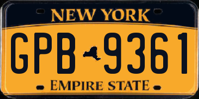 NY license plate GPB9361