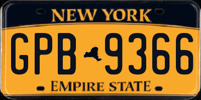 NY license plate GPB9366