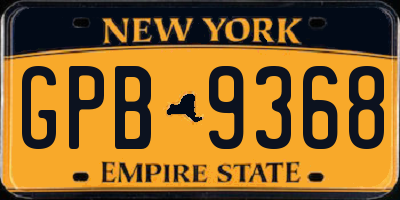 NY license plate GPB9368