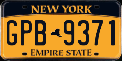 NY license plate GPB9371