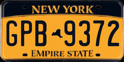 NY license plate GPB9372