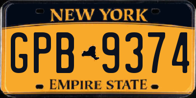 NY license plate GPB9374
