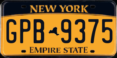 NY license plate GPB9375