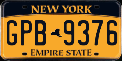 NY license plate GPB9376
