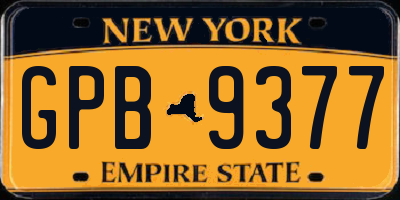 NY license plate GPB9377