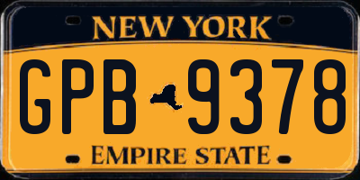 NY license plate GPB9378