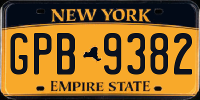 NY license plate GPB9382