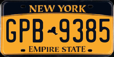 NY license plate GPB9385
