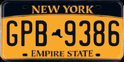 NY license plate GPB9386