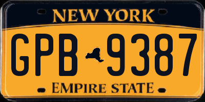 NY license plate GPB9387