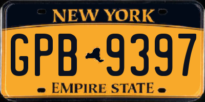 NY license plate GPB9397
