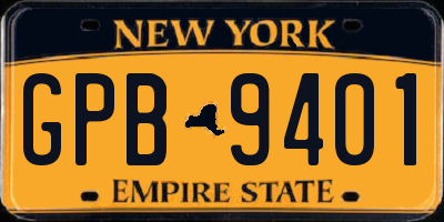 NY license plate GPB9401