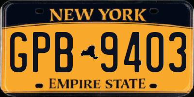 NY license plate GPB9403
