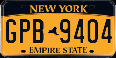 NY license plate GPB9404
