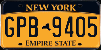 NY license plate GPB9405