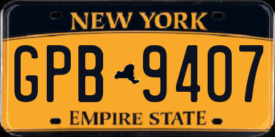 NY license plate GPB9407