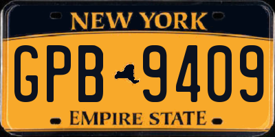 NY license plate GPB9409