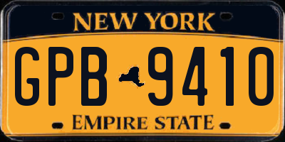 NY license plate GPB9410