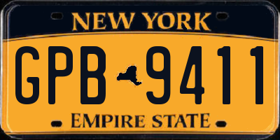 NY license plate GPB9411