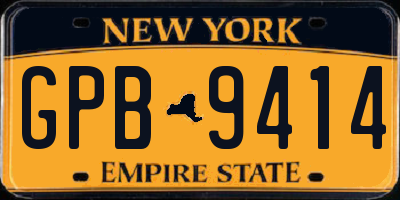 NY license plate GPB9414