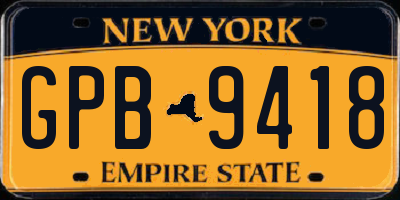 NY license plate GPB9418