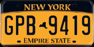 NY license plate GPB9419