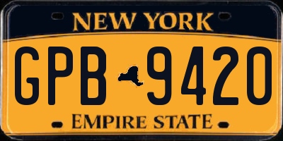 NY license plate GPB9420