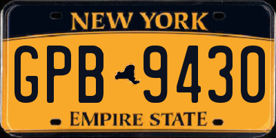 NY license plate GPB9430