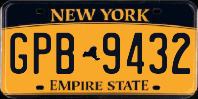 NY license plate GPB9432