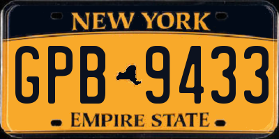 NY license plate GPB9433