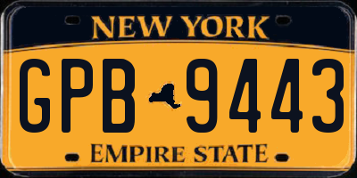NY license plate GPB9443