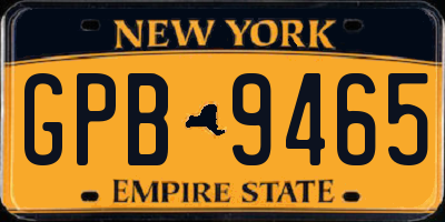 NY license plate GPB9465