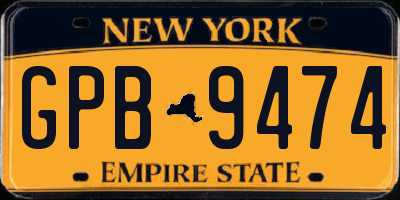 NY license plate GPB9474