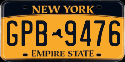 NY license plate GPB9476