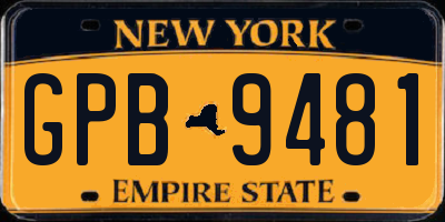 NY license plate GPB9481