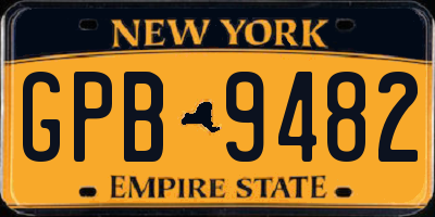 NY license plate GPB9482