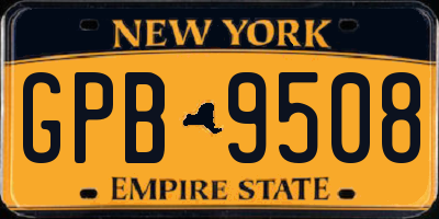 NY license plate GPB9508
