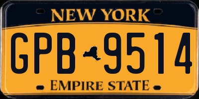 NY license plate GPB9514