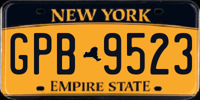 NY license plate GPB9523