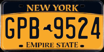 NY license plate GPB9524
