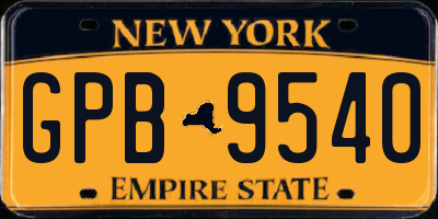 NY license plate GPB9540