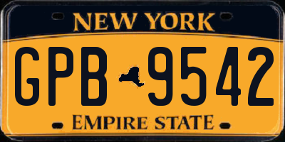NY license plate GPB9542