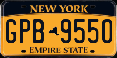 NY license plate GPB9550