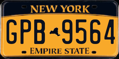 NY license plate GPB9564