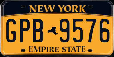 NY license plate GPB9576
